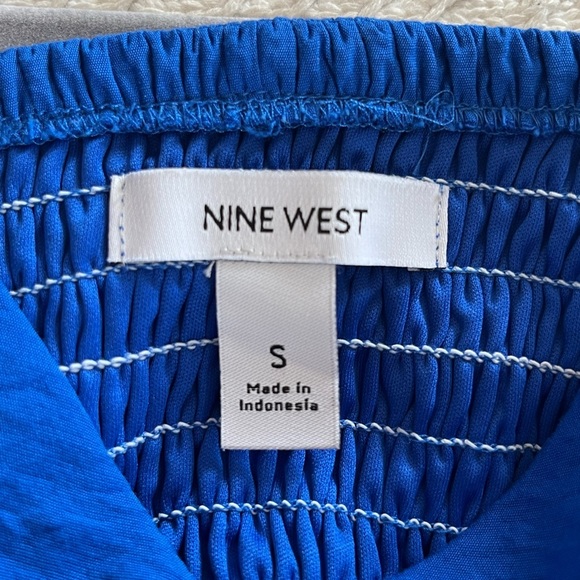 Nine West Rich Blue Balloon Sleeve Blouse Women’s size small - Picture 10 of 13